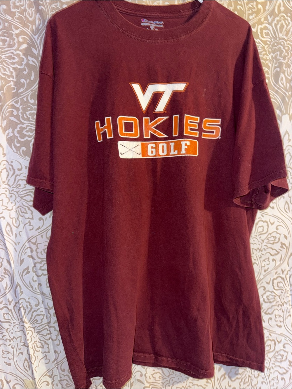 Champion Virginia Tech Hokies Maroon Golf Logo Tee